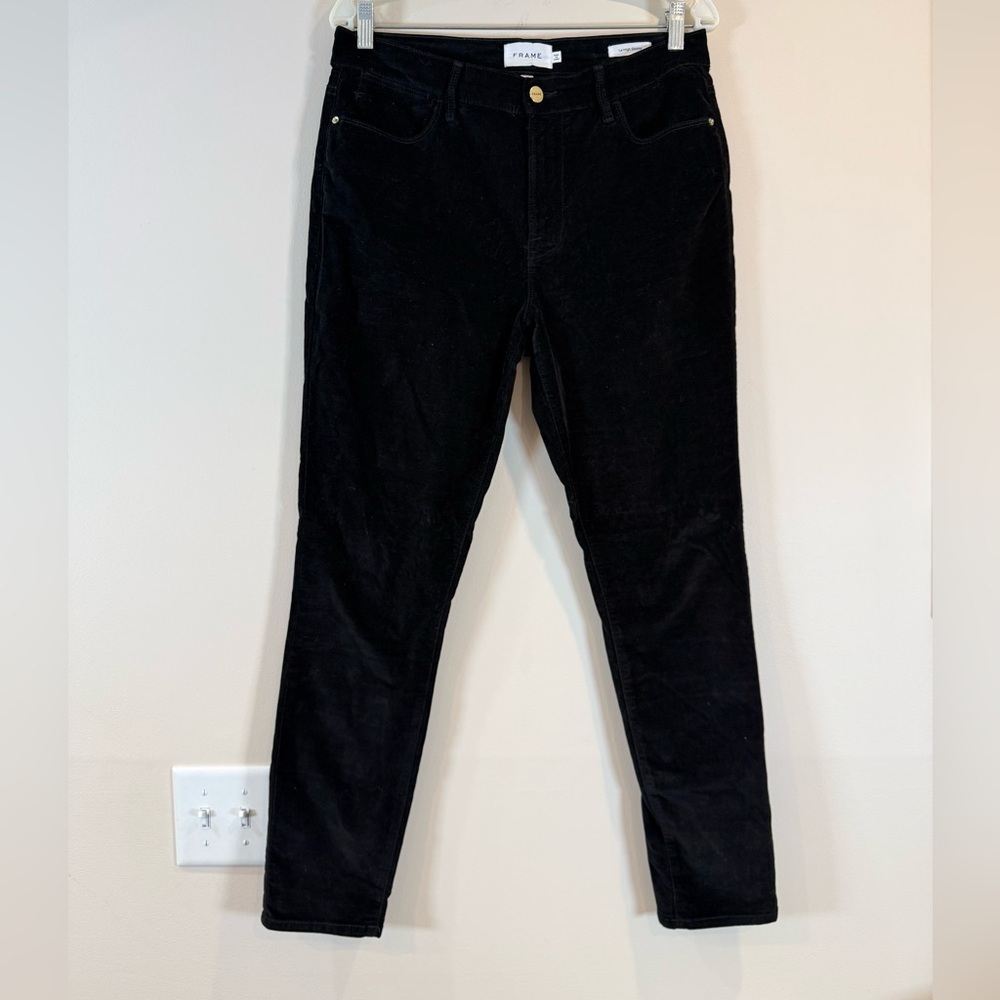 🔥FRAME Women’s Black Velvet Pants Size 30 EC🔥